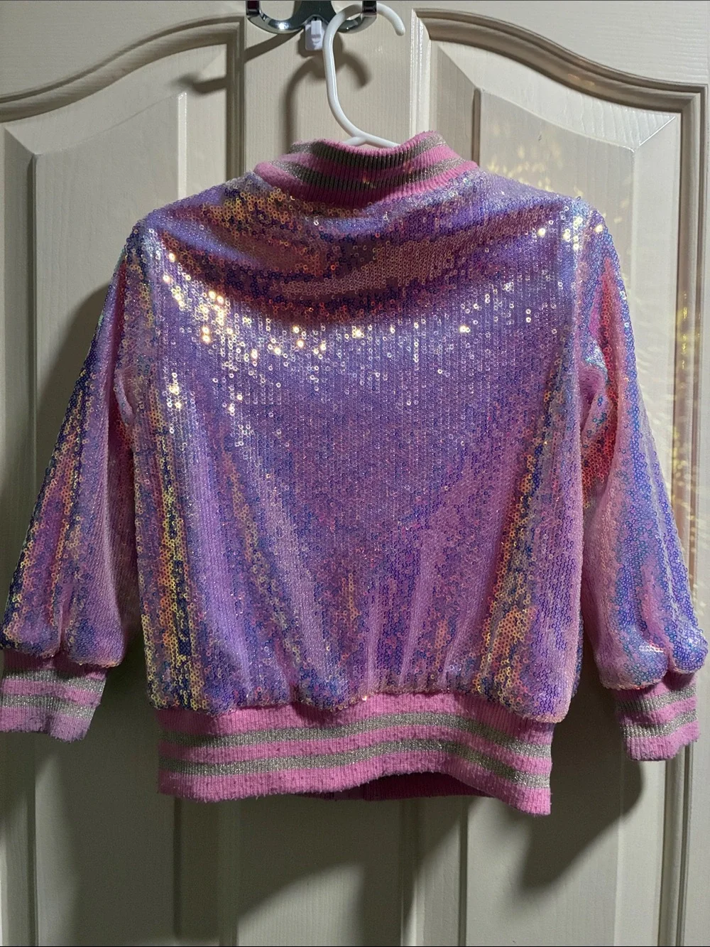 Disney Pink and Lavender Iridescent Sequin Bomber Jacket